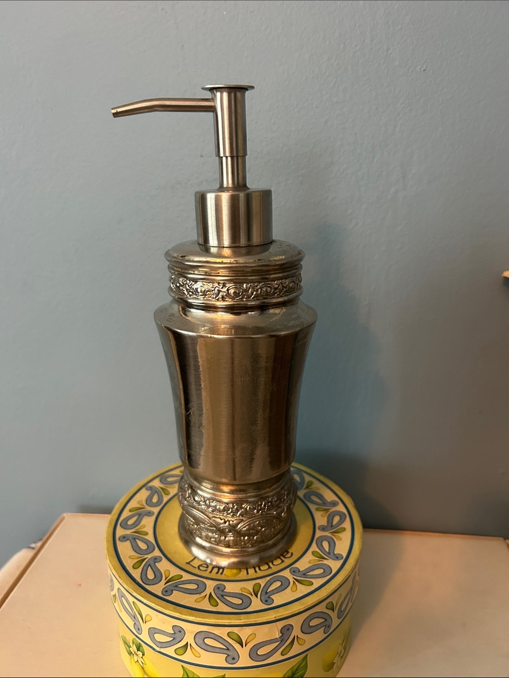 Bed Bath & Beyond Cambria Nickel Silver-tone Lotion Dispenser with Roses